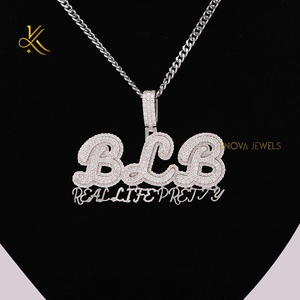 Colgante Moderno Personalizado de Moissanita 3.96 TCW, Plata de Ley, Joyería de Lujo Inspirada en el Hip Hop para Unisex - Product Image 2