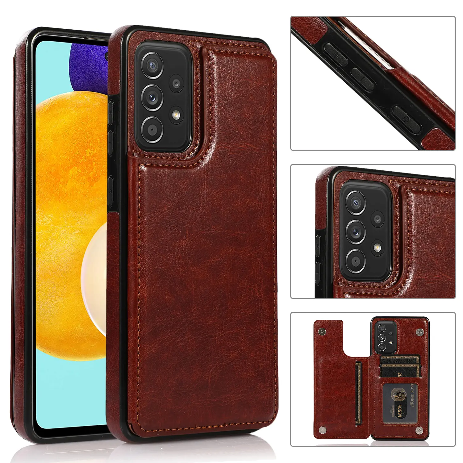Crazy Horse Texture PU Leather Phone Case para Samsung A53 slot para cartão flip stand phone case para Galaxy S23 S24 Nota 20 A14 A52
