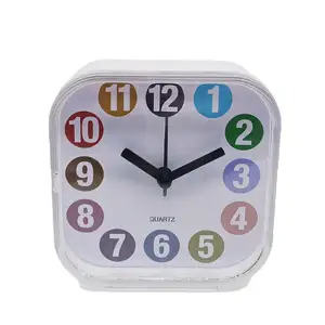Despertador de mesa quadrado, relógio despertador de mesa de plástico com estilo simples, crianças podem personalizar a cor da decoração de casa