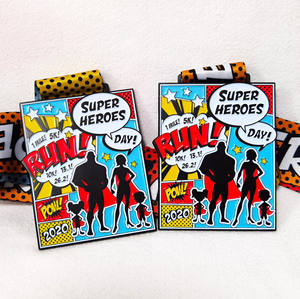 Medallas de Maratón de Superhéroes, Fabricantes al por Mayor, Aleación de Zinc Dorada, Logotipo Personalizado, Trofeos Deportivos con Impresión y Corte a Troquel - Product Image 4