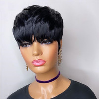 Perruque courte en dentelle complète sans colle, style européen et américain, effet volumineux et lisse, avec bonnet – Vente en gros, Fabricant, Nouveauté, Haute Qualité