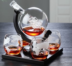 Ensemble de décanteurs à vin de luxe au design <span class=keywords><strong>globe</strong></span>, décanteur carte du monde avec bec verseur bateau à voile et verres à boire - Product Image 6