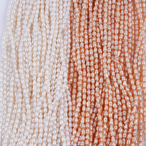 Collar de Perlas de Agua Dulce Naturales al por Mayor de Zhuji, 3-4 mm, Forma de Arroz, Blancas, Semi-Acabadas, Accesorios de Joyería para DIY - Product Image 1