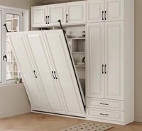 Lit Murphy moderne avec armoire et bibliothèque, lits Murphy modulaires pliables, lit mural, ensembles de meubles gain de place, style Shake