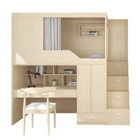Lit superposé modulaire pour 2 personnes avec rideau d'intimité, bureau, armoire et rangement pour dortoirs d'étudiants et personnel en auberge de jeunesse