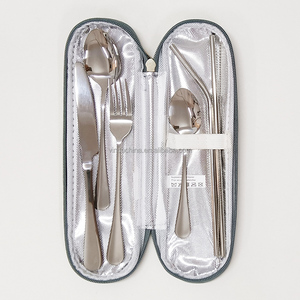 Utensili portatili da viaggio campeggio <span class=keywords><strong>Set</strong></span> di posate forchetta coltello cucchiaio bacchette per la pulizia di cannucce custodia in acciaio inox posate <span class=keywords><strong>Set</strong></span> - Product Image 6