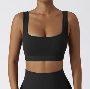 Women Seamless Yoga Set Sexy Square Collar Sport Bra Tops Suits With Shorts Gym Fitness Clothing Sleeveless Tracksuit - Product Image 1