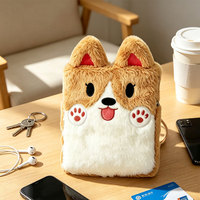 Funda de Peluche Personalizada para Laptop con Diseño de Corgi, Funda Protectora Suave y Esponjosa para Tablet de 11 Pulgadas con Cierre, Ideal como Regalo Personal