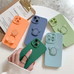 Cute Bear Silicone Case For iPhone 13 12 11 Pro Mini XS MAX Soft Cover For Apple 6 7 8 Plus SE2020 XR With Magnetic Ring Holder