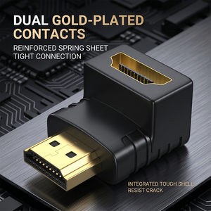 Adaptador HDMI Veggieg de 90 Grados, Convertidor HDMI Hembra a Macho de Alta Velocidad, Conector HDMI AF a AM en Ángulo Recto Chapado en Oro - Product Image 6