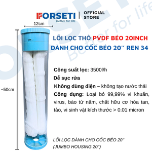 Sistema de Filtro de Agua UF Forseti de 10 Pulgadas - Carcasa Azul Jumbo de 10 Pulgadas - Cartucho de Filtro de 1 Etapa de Fácil Instalación para Uso Doméstico - Product Image 4