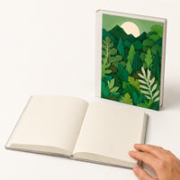 Waldgrünes Papierschnitt-Botanik-Cover Extra Dickes Kartonpapier Sojatinte Beschreibbare Seiten Individuelles Hardcover-Notizbuch Druck
