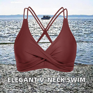 Haut de bikini croisé personnalisé pour femme, dos torsadé, en polyester et nylon, rembourré et soutien-gorge intégré, tenue de plage 2026 - Product Image 2