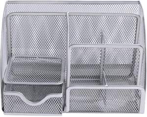 Organisateur de bureau en métal noir à 6 compartiments, organiseur de fournitures de bureau, organiseur de papeterie en métal, organiseur de bureau en maille - Product Image 5