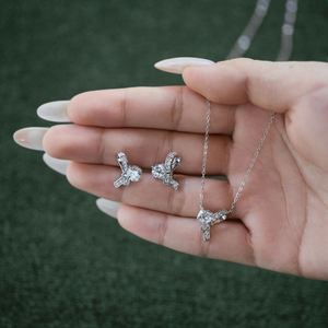 Dylam New Arrival Elegance Design <b>Fine</b> Jewelry Rhodium Plated 925 Silver 5A Cubic Zirconia Bow-knot <b>Stud</b> <b>Earrings</b> for Daily Wear - Product Image 4