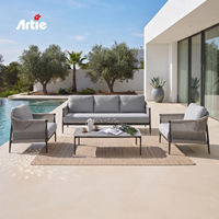 Artie Schwarz-Weiß-Gartenmöbel Gartens ofa Outdoor Aluminium 3-Sitzer Sofa Balkon Möbel Resort Patio Sets