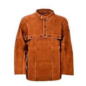 Veste de soudage ignifuge à manches longues en daim orange, résistante à la chaleur 300-500°C, avec pack respiratoire, protection de niveau B, coupe régulière - Product Image 1