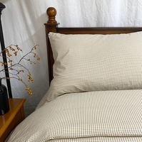 Parure de Lit en Coton Lavé Teint en Fil, Style Carreaux Vichy, Douillette, Simple et Classique, 100% Coton 40S