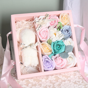 Cadeaux T060 pour promotions, mariage marocain, boîte à fleurs <span class=keywords><strong>de</strong></span> luxe, serviette, ours en peluche, cadeau <span class=keywords><strong>de</strong></span> fleurs <span class=keywords><strong>de</strong></span> carnation, cadeau <span class=keywords><strong>de</strong></span> la fête des mères, savon en forme <span class=keywords><strong>de</strong></span> fleur - Product Image 4