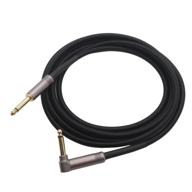 High Quality Guitar Cable 1/4 Inch Plug 6.35mm Gold-Plated Guitar Cable Black Cotton-Braid Woven 24AWG OFC Wire Low Noise 10ft