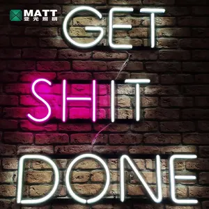 Matt Dropshipping GET SHIT DONE Neon Sign Custom Led Neon Night Light for Home Bedroom Decor Acrylic Sign for Office Wall Decor