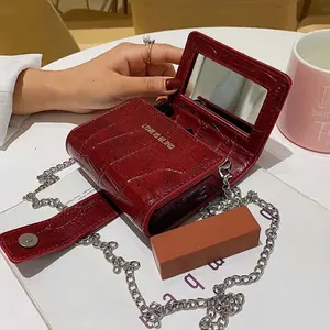 Cuero de la PU elegante lápiz labial regalo bolsa maquillaje bolso para las mujeres