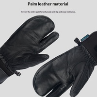 Gants de ski trois doigts en peau de mouton imperméables, chauds et épais, pour sports d'hiver en extérieur, équipement de ski transfrontalier pour hommes et femmes