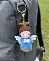 Poupée ange Vierge Marie en crochet faite à la main, amigurumi religieux en coton tricoté, pendentif, cadeau catholique chrétien, vente en gros personnalisée