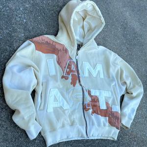 Custom Cropped 100% Cotton Y2K Streetwear Oversized Acid Wash French Terry <b>Hoodie</b> Retro Embroidery Zipper <b>for</b> Autumn XL - Product Image 4