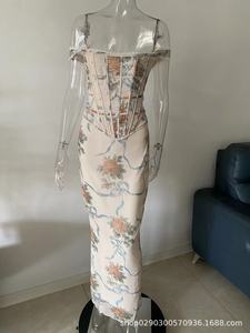 Женское винтажное платье макси с открытыми плечами и открытой спиной - Product Image 5