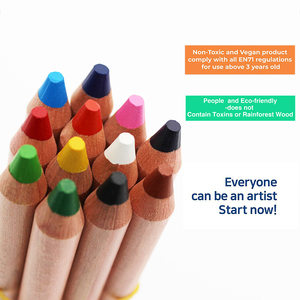 Professionnel 6/12 pièces 3 en 1 boisé jumbo <span class=keywords><strong>crayons</strong></span> de cire boîte emballée lapices de colores conception personnalisée crayon producteur crayon de cire - Product Image 3
