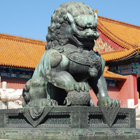 Statue de Lion en Bronze moulé, cm, soldats chinois