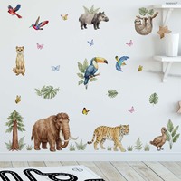 Autocollants muraux d'animaux doux et mignons pour les salons et les chambres, décorations murales autocollantes pour la maison
