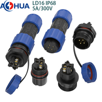 Connecteur étanche LD16 2 broches, mâle arrière vers femelle, avec terminaison à vis IP68, homologué 300V 20A, câble max. 2,0 mm²