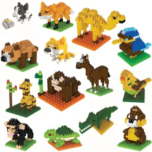 Vente en gros directe de jouets éducatifs de bricolage en plastique pour enfants jeu de petits blocs de construction en briques pour animaux