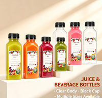 Botellas de Plástico Cuadradas al por Mayor para Jugos con Tapas Antiderrames, Envases Desechables para Bebidas, para Jugos, Smoothies y Bebidas Frías