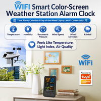 Stasiun Cuaca Graffiti Tuya WiFi App View Data Alarm Clock Suhu Kelembaban Tekanan Hujan Kecepatan Angin Arah Angin Cahaya UV TVOC