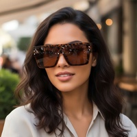 Kacamata Hitam Bingkai Besar Satu Bagian untuk Pria Wanita, Bingkai Persegi Stylish Oversize, Kacamata Matahari UV400, Gaya Jalanan Serbaguna 2026