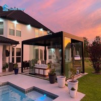 Pergola rétractable en aluminium sur mesure Sweet Home, kit complet robuste, montage simple pour décorations de jardin et de cour.