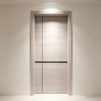 Puerta de Dormitorio de Madera con Marco de PVC, Diseño de Pasillo Oculto, Reducción de Ruido, Color Blanco Crema, Puerta Interior Ecológica