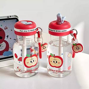 Zuo Mu Apple Shaped <b>Glass</b> Water Bottle 500Ml With Straw Large Capacity Student <b>Cup</b> For Back To School Gift - Product Image 2