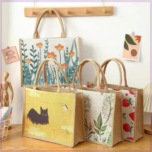 Bolsa de Compras de Yute al por Mayor con Logotipo Personalizado, Bolsa de Arpillera con Asas para Playa, Compras y Promociones - Product Image 1