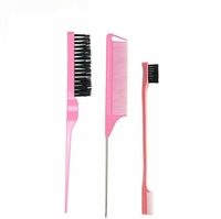 Peignes de salon en plastique personnalisés, résistants à la chaleur, en métal, à queue de rat, pour la séparation des cheveux, ensemble de brosses en plastique à étiquette privée