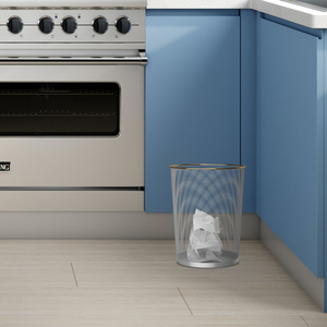 Cestas de <span class=keywords><strong>basura</strong></span> con tapa abierta para oficina y hogar, contenedores de <span class=keywords><strong>reciclaje</strong></span> de malla plateada REDONDA CON ADORNO dorado - Product Image 5