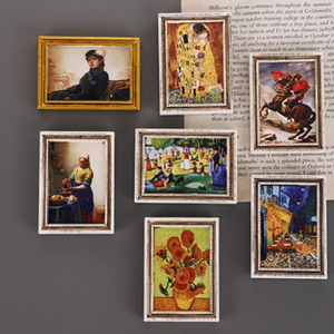 Aimant de réfrigérateur 3D représentant des peintures célèbres du monde entier, Van Gogh, Mona Lisa, autocollant magnétique en relief créatif - Product Image 6