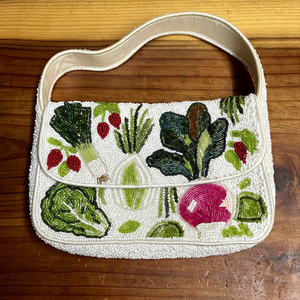 ALI FASHION ART Handmade Washable Beaded <b>Handbag</b> Floral Pattern Rectangular Shape <b>White</b> Pearl Embroidery Polyester Daily Use - Product Image 1