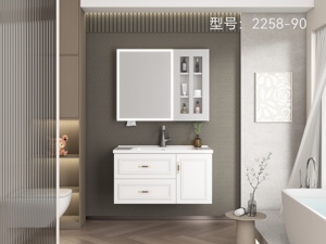 Mueble <span class=keywords><strong>de</strong></span> <span class=keywords><strong>Baño</strong></span> Moderno <span class=keywords><strong>de</strong></span> Madera Maciza y Contrachapada con Lavabo <span class=keywords><strong>de</strong></span> Cerámica, Resistente al Agua, para Uso en Hoteles, Incluye Espejo y Encimera - Product Image 3
