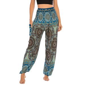 Pantalon de <span class=keywords><strong>yoga</strong></span> bohème avec logo personnalisé pour femmes Leggings de <span class=keywords><strong>yoga</strong></span> taille haute avec motifs floraux de danse <span class=keywords><strong>Thai</strong></span> confortable Boho Harem Pa imprimé Bloomer pour filles - Product Image 2