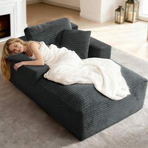 Chaise longue d'intérieur en velours côtelé rembourrée, sans armature, siège profond, <span class=keywords><strong>canapé</strong></span>-<span class=keywords><strong>lit</strong></span>, fauteuil de lecture, petits canapés confortables, <span class=keywords><strong>canapé</strong></span> nuage - Product Image 1