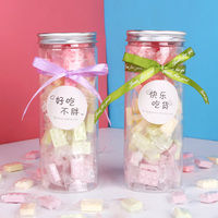 Premium Colorful Milk Block Hard Candy Multi Flavor Cylindrical Bottle with Ribbon for Kids' Party & Snacks OEM Wholesale Custom